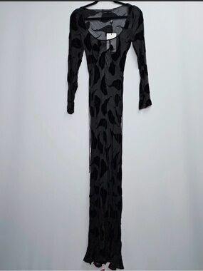 Realisation Par Falling Inka Black Sheer Patterned Maxi Dress